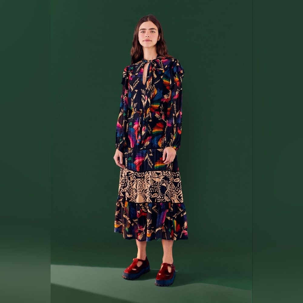 Farm Rio Black Macaw Maxi dress